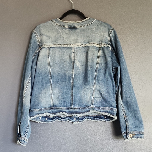 INC International Concepts Distressed Blue Jean Jacket - Picture 4 of 5